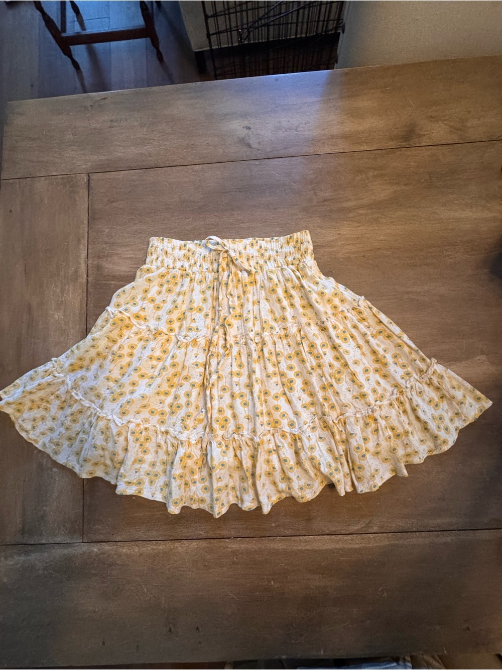 Princess Polly Women’s Yellow Floral Tiered Boho Mini Skirt Size 0